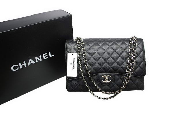 AAA Chanel Maxi Double Flaps Bag A36098 Black Original Caviar Leather Online